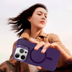 Funda con Soporte CHAOYIDIAN para <span class=keywords><strong>iPhone</strong></span> 16 15 <span class=keywords><strong>14</strong></span> <span class=keywords><strong>13</strong></span> 12 11 <span class=keywords><strong>Pro</strong></span> <span class=keywords><strong>Max</strong></span>, Carcasa Magnética con Carga Inalámbrica, Soporte para Cámara, Fundas Suaves Mate - Product Image 5