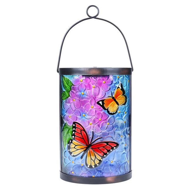 Hanging Solar Lantern Outdoor Waterproof LED Solar Lights Butterfly Decorative Tabletop Lamp for Outdoor Patio Garden Yard Decor