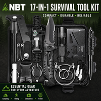 Kit de survie d'urgence NBT pour l'extérieur, 17 en 1, pour l'escalade, la pêche, la chasse, le camping et la randonnée