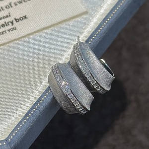 Pendientes Colgantes de Plata de Ley S925, Estilo Vintage Antiguo, Simple, Francés, Elegante, con Circonita, Curvados y Cepillados, Joyería de Moda - Product Image 5