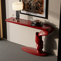 Table d'entrée moderne de luxe rouge, table console créative à base torsadée en spirale, table cantilever pour villa, hôtel, couloir
