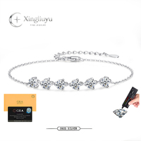 Bracelet de charme en moissanite de luxe Ciassic 4 mm, bijoux en argent sterling 925, pour femmes
