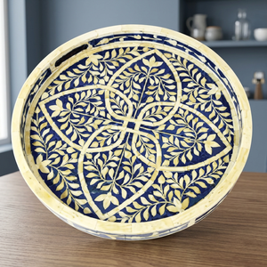 Multifunctional Eco Friendly Handmade Polished Finish Bone Inlay <b>Kitchen</b> <b>Tray</b> Floral Animal Print Dishwasher Microwave Safe - Product Image 1