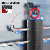 Caméra de vidéosurveillance de canalisation longue portée 100m, écran IPS 10 pouces 1080P, transmetteur 512Hz auto-nivelant, câble de 9mm avec tige de poussée et DVR intégré