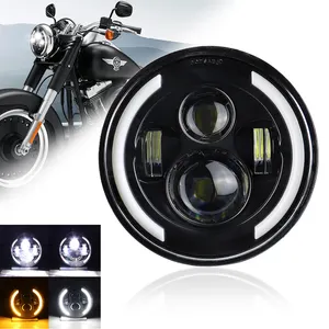 RECHILUX 7英寸摩托车圆形发光二极管前照灯光环角眼DRL吉普车转向灯套件