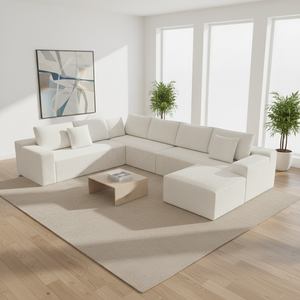 Canapés modulaires en tissu en forme de U compressés avec rembourrage en éponge pour salons d'appartement - Product Image 1