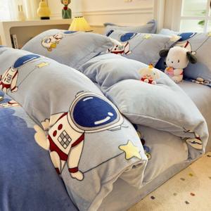 Juego de Ropa de Cama <span class=keywords><strong>Infantil</strong></span> de Terciopelo con Diseño de Dibujos Animados, 4 Piezas, Agradable al Tacto, con Estampado de Osos y Tigres - Product Image 6