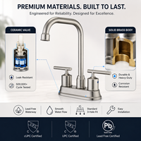 Robinet de lavabo cascade en laiton massif certifié CUPC, 3 trous, double poignée, pour salle de bain