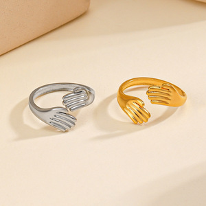 트렌디 한 힙합 스테인레스 스틸 보석 개인 보석 티타늄 스틸 허그 영원 밴드 반지 - Product Image 2