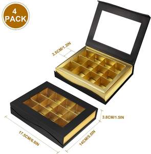 กล่องช็อคโกแลตกระดาษแข็งสีดำและสีทองแบ<span class=keywords><strong>บ</strong></span>แม่เหล็กที่กำหนดเองพร้อมหน้าต่างสำหรับเค้กคุกกี้<span class=keywords><strong>บ</strong></span>รรจุภัณฑ์ของหวาน - Product Image 6