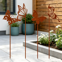 Décorations de jardin en métal rouillé en forme de papillon avec ailes découpées pour pelouse et patio