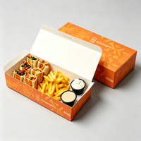 Boîte alimentaire en papier kraft résistant à l'huile de qualité alimentaire, avec logo personnalisé imprimé en couleur, pour emballage de poulet frit et de restauration rapide