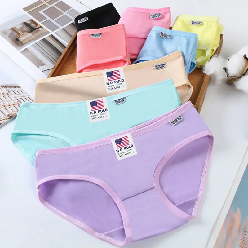 Cotton Solid Color Breathable Lingerie Underwear Women Panties Healthy No Trace Panty
