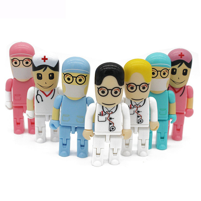 Custom 2.0 Usb Flash Drive 8GB 16GB 32GB USB2.0 for Hospital Gift Memorias Usb Stick Nurse Doctor Shape Flash Disk