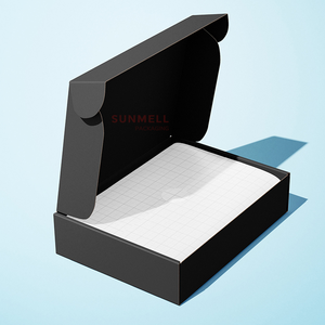 Diseño <span class=keywords><strong>gratuito</strong></span> 12x9x4 Caja de carpetas corrugada negra Logotipo personalizado Materiales reciclados Certificado ISO para calcetines Ropa Comercio electrónico - Product Image 4