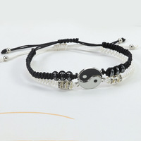 Bracelets en céramique faits à la main en argile et porcelaine, couleurs mélangées, Tai Chi Yin et Yang, pour couple, meilleurs amis, fabrication de bijoux, cadeaux