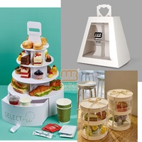 Haute qualité tasse gâteau boîte Double couche Transparent papier tasse gâteau emballage boîte Dessert emballage boîte