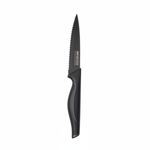 Cuchillo de cocina de hoja dentada de acero al carbono de 11cm de estilo japonés hecho a mano con mango de PP diseño de línea ondulada-Caja de 150 - Product Image 2
