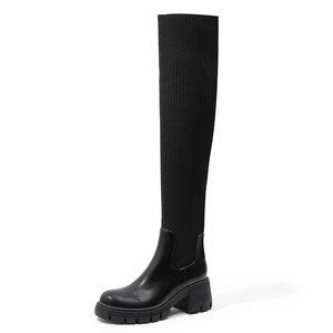 Sh10336a 2023 Nouvelle arrivée dames bottes longues taille 43 <span class=keywords><strong>élastique</strong></span> tricoté femme genou <span class=keywords><strong>botte</strong></span> 6cm - Product Image 3