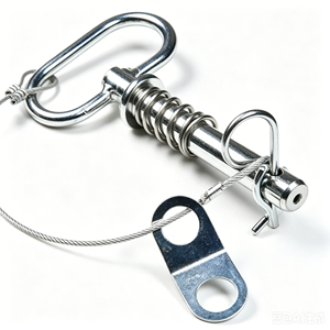 Goupille de sécurité à dégagement rapide en acier galvanisé 1/2 x 4 avec cordon à ressort et clip en R pour ATV, UTV, ferme, <span class=keywords><strong>camping</strong></span>-<span class=keywords><strong>car</strong></span>, bateau, <span class=keywords><strong>remorque</strong></span>, remorquage - Product Image 1