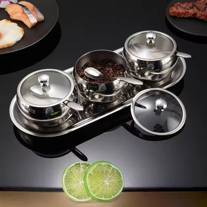 กระปุกใส่น้ำตาลสแตนเลส 304 พร้อมฝาแก้วและช้อน ลดราคาพิเศษ - Product Image 1
