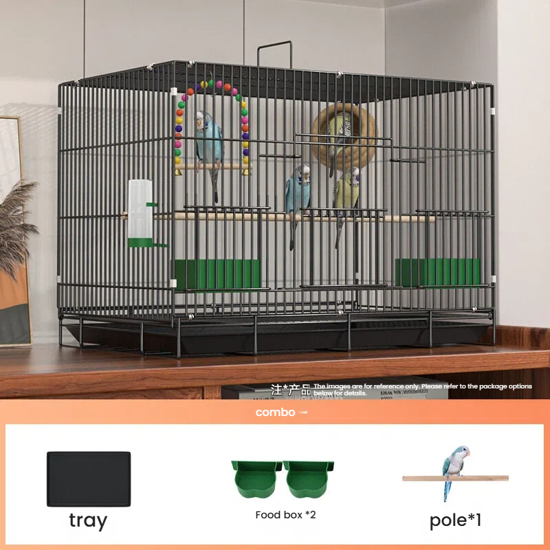 Black 50*34*39  [Tray + 2 feeding troughs + Standing pole]