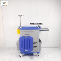 Carro de Emergencia Médico de Aluminio para Hospital, Carrito de Enfermería con 5 Cajones, Soporte para Suero, Estante para Desfibrilador, Cerradura Moderna