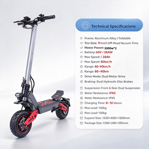 Patinete Eléctrico Plegable de Doble Motor, 60V 21-30Ah, 75km/h, 90km de Autonomía, Impermeable, Aluminio, Neumático de 11 Pulgadas, EU 807h - Product Image 1