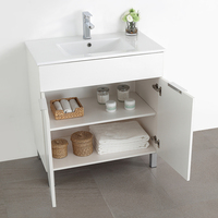 Armoire de toilette de luxe légère flottante simple sur pied PVC blanc gris armoire de toilette de salle de bain
