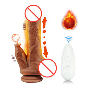 Vibrador <span class=keywords><strong>Dildo</strong></span> de Silicone Líquido Dois-em-Um com Controle Remoto Retrátil e Aquecimento Simulador de Língua para Mulheres Brinquedos Sexuais para Adultos - Product Image 1