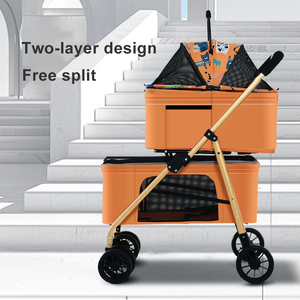डबल-सीटर छोटे पालतू पालतू स्टूलर + बड़ा लक्जरी मॉडलः फोल्डेबल डिजाइन, बिल्लियों और कुत्तों की बाहरी यात्रा जरूरतों को पूरा करता है। - Product Image 6