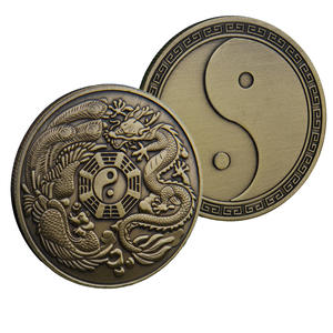 Металлическая памятная монета с рельефным изображением Феникса и Дракона, традиционный антикварный сувенир в стиле фэн-шуй - Product Image 4