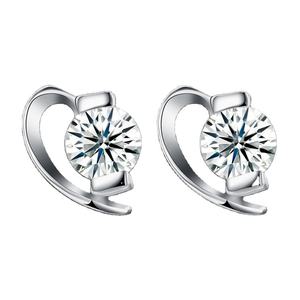 Pendientes de Botón de Plata de Ley 925 de Alta Calidad para Mujer, Diseño Moderno de Primavera, Chapados en Rodio, con Circonita Elíptica Geométrica - Product Image 1