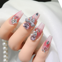 Logam campuran mewah busur Zircon seni kuku perhiasan populer perak/Emas ikatan simpul kuku Rhinestones aksesoris