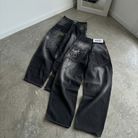Jeans personnalisés effet vieilli, gamme multi-motifs, broderie araignée, pantalons en denim de haute qualité, personnalisation en gros acceptée