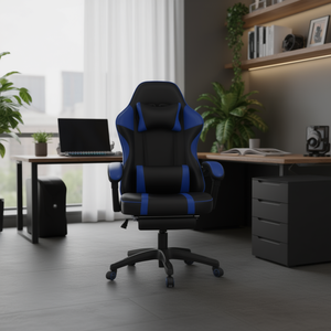 Chaise de jeu ergonomique en cuir PU avec repose-pieds inclinable et support lombaire pour usage domestique ou au bureau - Product Image 2