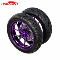 Jeu de roues CNC 14 pouces noir et violet MAG pour vélos électriques Tuttio EM5 RTR, Yozma Razor, Valtinsu In10 Pro X1, SparkM L