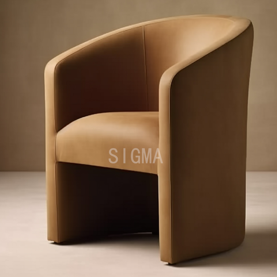 Hot Sale Leisure Armchair Modern Backrest White Fabric Wood Dining Chair