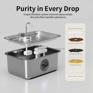 Air mancur kucing baja tahan karat 12l, dengan jendela Level air Sensor pengisian daya Usb, air mancur air hewan peliharaan untuk kucing anjing - Product Image 6