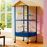 Maison Design Volière Cage à Oiseaux sur Roues 2 en 1 Grande Cage à Oiseaux Convertible à 2 étages Cage Simple avec Roues