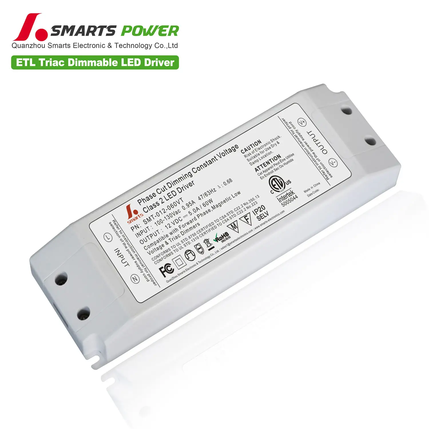 Fuente de alimentación de tira led 100-130vac, controlador regulable Triac de 12v, 60w, 5 años de garantía