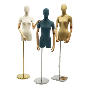 Clothing store high-grade bamboo hemp model props female half Korean version collarbone window display rack bust doll shelf