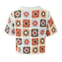Cardigan en tricot ajouré pour femme, motif floral marguerite d'été, style bohème sexy, avec logo personnalisé