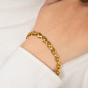 Dainty Stainless Steel <b>Ball</b> Inlay Wave Chain Hypoallergenic Trendy Fashion Women's <b>Bracelet</b> - Product Image 2