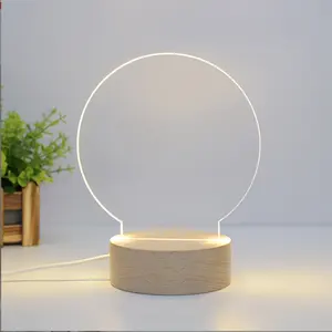 Hot bán DIY trống Acrylic đèn bằng gỗ LED ánh sáng ban đêm đèn FPR phòng ngủ Led Cơ sở gỗ tròn vuông trang trí sáng tạo 3D bảng