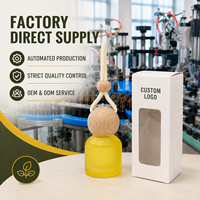 Diffuseur de parfum pour voiture suspendu, flacon en verre dépoli avec bouchon sphérique en bois et cordon tressé, parfum à 60%