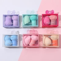 Lot de 2 éponges de maquillage véganes en forme de petite tête de champignon, douces, pour fond de teint, non comestibles, pour le visage, emballées en boîte, idéales comme cadeau