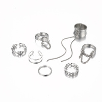 7 pièces/ensemble Punk bijoux femmes Hip Hop anneau ensemble mode chaîne anneaux