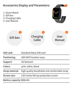 1.83 인치 화면 4G 안드로이드 스마트 워치 비디오 통화 WIFI + LBS 포지셔닝 클래스 모드 어린이 방수 스마트 워치 X01 - Product Image 6