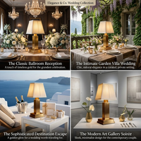 Lampe de table plissée rechargeable sans fil dorée élégante avec commande tactile pour décoration de mariage de luxe, restaurant, événement, hôtel